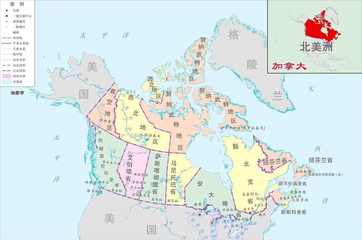加拿大首都地图位置图片